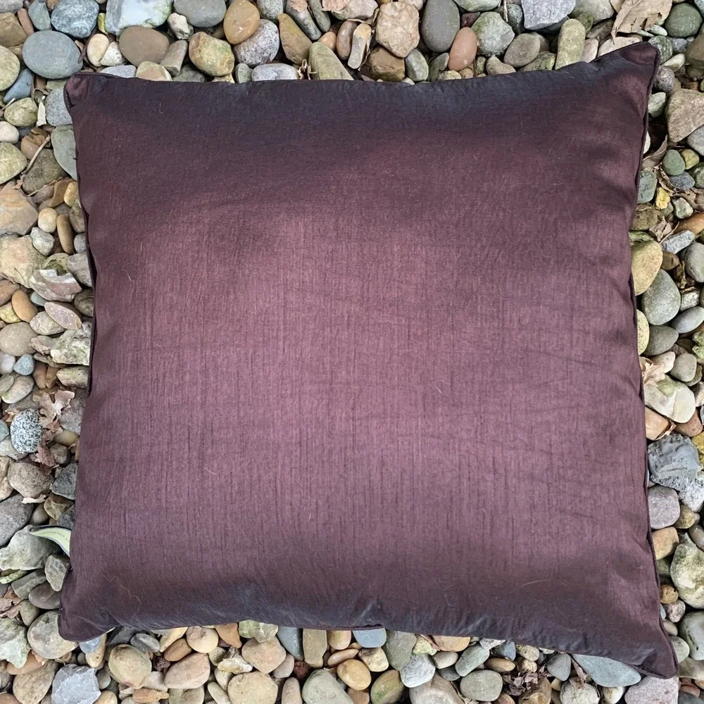 Stratford Home Embroidered‎ Accent Pillow Brown Floral Botanical